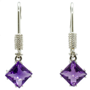 Pendientes de Diamantes y Amatistas Cloe