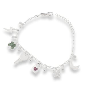 Pulsera de plata colgantes piedras 104712